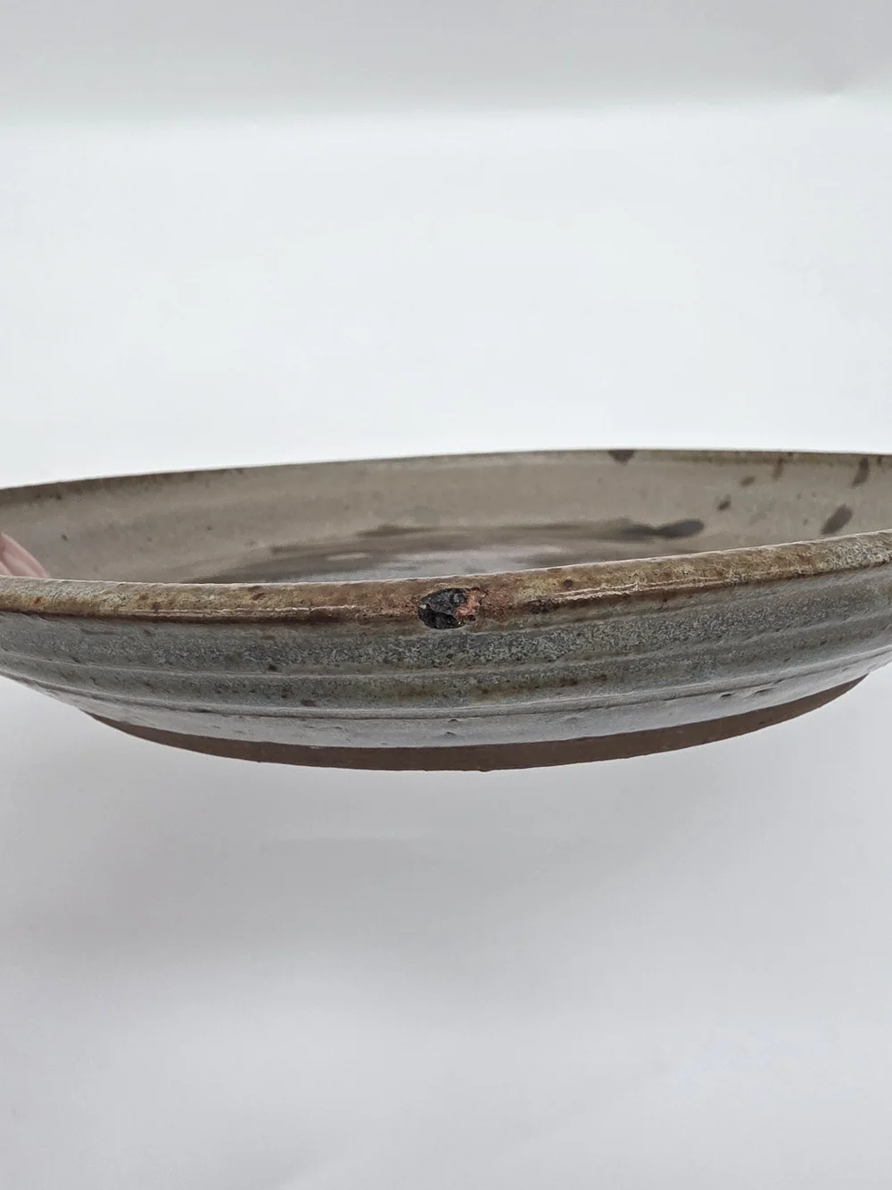 Handpainted Pottery Plate in Earth Brown with Accent Strokes